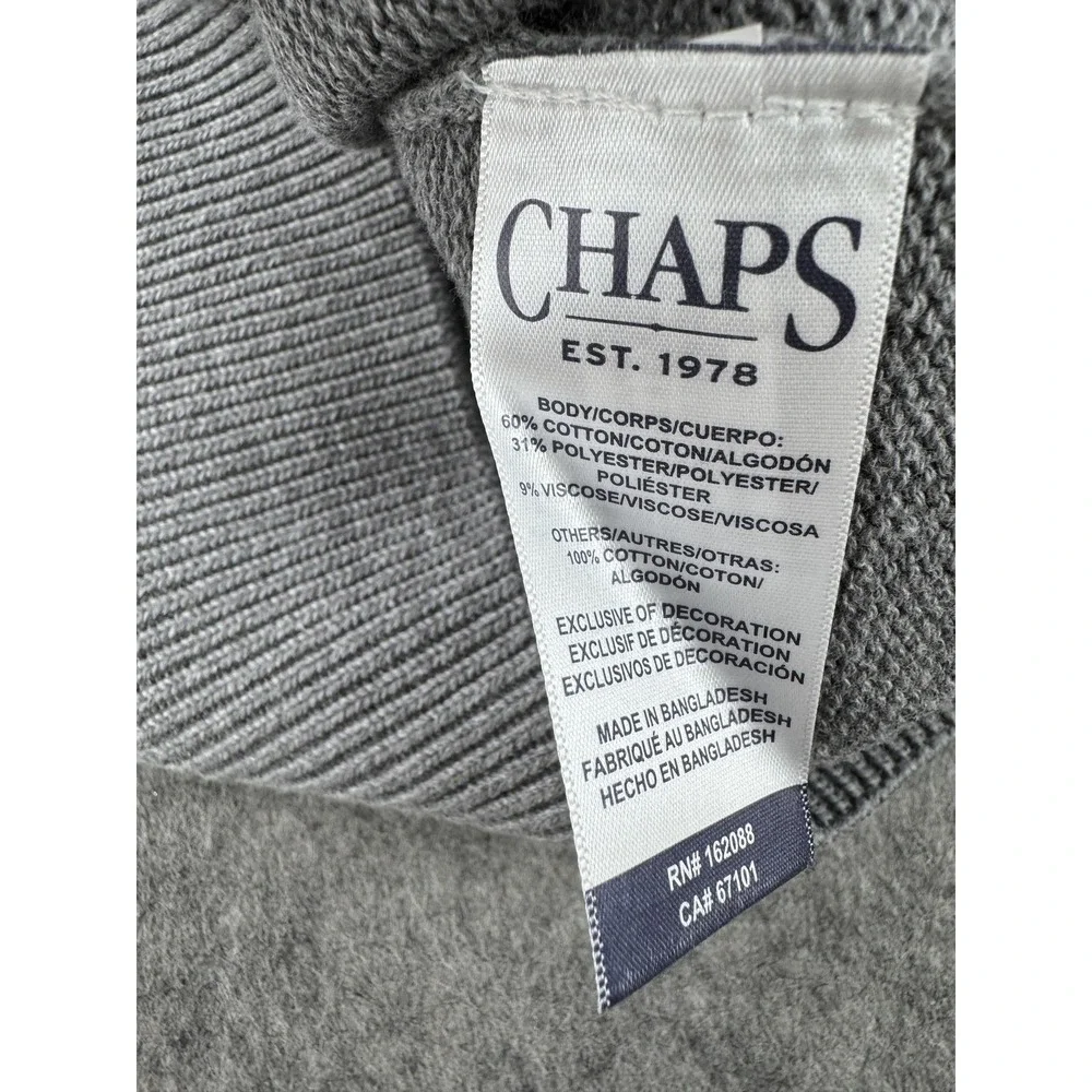 Chaps Sweater Mens Medium Gray USA Flag Crewneck Knit Pullover Patriotic NWT